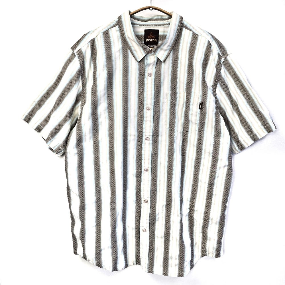 prAna Breathe Button Up Shirt Men’s X Large Multi Stripe